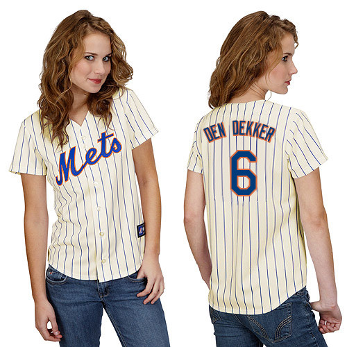 Matt den Dekker #6 mlb Jersey-New York Mets Women's Authentic Home White Cool Base Baseball Jersey